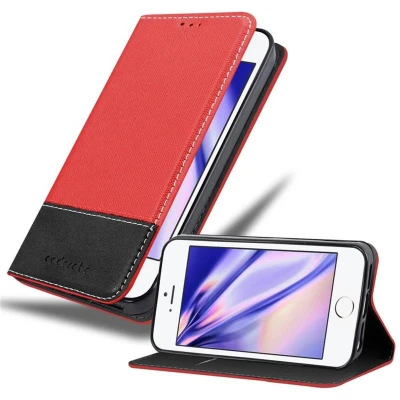 Afbeelding van Cadorabo Hoesje geschikt voor Apple iPhone 6 / 6S in ROOD ZWART Beschermhoes met magnetische sluiting, standfunctie en kaartvakje Book Case Cover Etui
