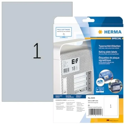 Afbeelding van Etiket HERMA 4224 210x297mm weerbestendig zilver 25stuks