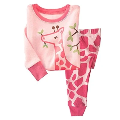 Afbeelding van Tkiames Pyjama voor meisjes, giraffe, 2 delig, 100% katoen, 1 7 jaar, Marineblauw