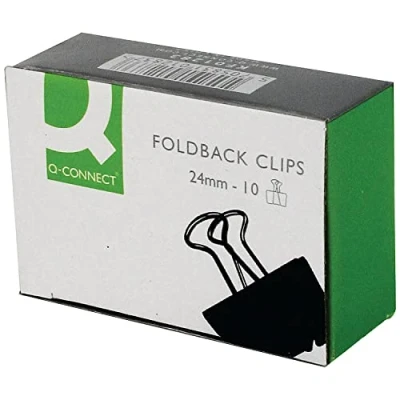 Afbeelding van Q CONNECT foldbackclip, zwart, 24 mm, doosje van 10 stuks foldbackclips