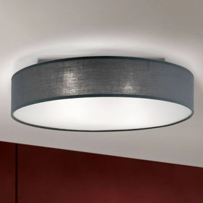 Afbeelding van Grijze plafondlamp Ufo met linnen lampenkap