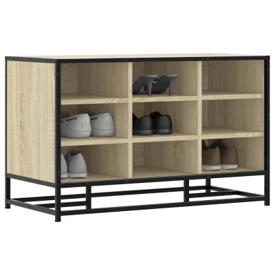 Afbeelding van vidaXL Schoenenbank 84x40x53,5 cm bewerkt hout en metaal sonoma eiken