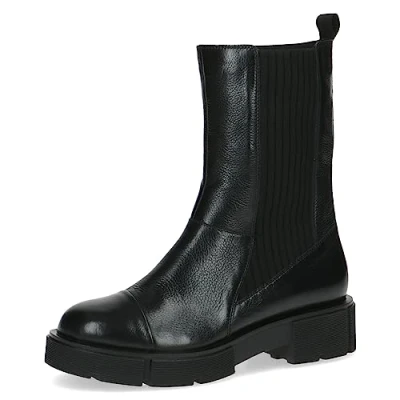 Afbeelding van Caprice Enkellaarsjes met plateauzool, Dames, Maat: 39, Black nappa Leer