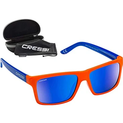 Afbeelding van Cressi Bahia Floating zonnebril, sportzonnebril, zwemmend, gepolariseerd, UV bescherming, 100% uniseks volwassenen, Kelly groen/gespiegelde glazen, oranje, Eén maat