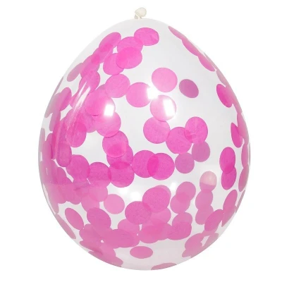 Image de Ballon avec confettis rose 4 pièces