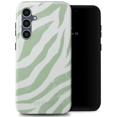 Afbeelding van Selencia Hoesje Geschikt voor Samsung Galaxy S23 FE Vivid Backcover Colorful Zebra Sage Green