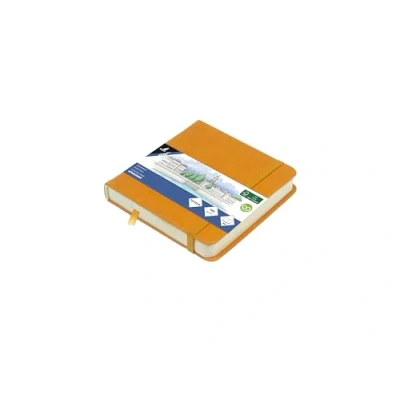 Afbeelding van Kangaro schetsboek 12x12cm okergeel PU hardcover met elastiek en lint K 861201
