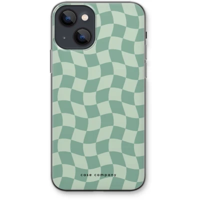Afbeelding van Case Company® hoesje geschikt voor iPhone 13 mini Grid Groen Soft Cover Telefoonhoesje Bescherming aan alle Kanten en Schermrand