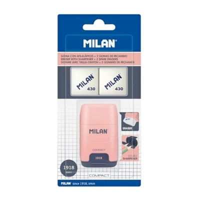 Afbeelding van Gum en Puntenslijperset Milan Afilaborra Compact Serie 1918 Dubbel Roze