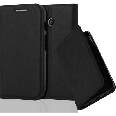 Afbeelding van Cadorabo Hoesje geschikt voor Motorola MOTO E1 in ZWARTE NACHT Beschermhoes met magnetische sluiting, standfunctie en kaartvakje Book Case Cover Etui