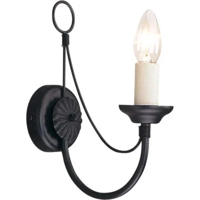 Afbeelding van Landelijke Wandlamp Steady Lighting Metaal Landelijk E14 L: 21cm Voor Binnen Woonkamer Eetkamer Zwart