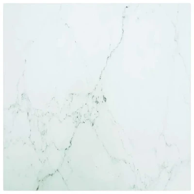 Afbeelding van Tafelblad 50x50 cm 6 mm gehard glas met marmeren design wit