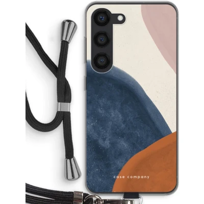 Afbeelding van Case Company® hoesje met Koord geschikt voor Samsung Galaxy S23 Geo #1 Telefoonhoesje Zwart Bescherming aan alle Kanten en Over de Schermrand