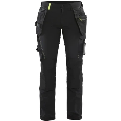 Afbeelding van Blaklader Dames 4 weg stretch werkbroek 7192 1645 Zwart/High Vis Geel D22