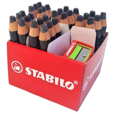 Afbeelding van STABILO MARKdry Classpack whiteboard en conferentiebordmarkers, zwart, met 2 puntenslijpers, 30 stuks