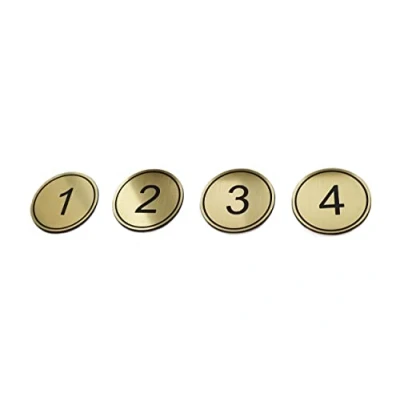 Afbeelding van Ronde tafelnummers gegraveerd ABS 5 cm (1 tot 25) voor pubs, restaurants, clubs goud 1 25