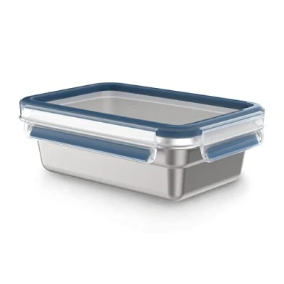 Afbeelding van Emsa Clip&amp;Close N1150400 Roestvrijstalen vershouddoos, 0,8 l, licht en hygiënisch, roestvrij staal 304, waterdicht, geschikt voor vriezen, oven, vaatwasser, clipdeksel, Duitse technologie