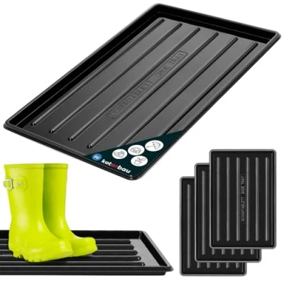 Afbeelding van KOTARBAU® Set van 3 afdruipbakken voor schoenen, 45 x 30 cm, zwart, kunststof, de winter