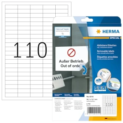 Afbeelding van Etiket HERMA 4210 38.1x12.7mm verwijderbaar wit 2750stuks