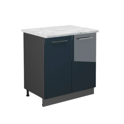 Afbeelding van Vicco Wastafelkast Fame Line, Donkerblauw hoogglans/Antraciet, 80 cm , WB Marmer
