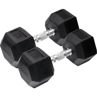 Afbeelding van Orange Gym Hex Dumbbell Black 10 kg set van 2