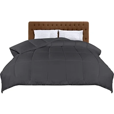 Afbeelding van Utopia Bedding Dekbed 135 x 200 cm, licht dons met hoeklussen, zacht microvezel zomerdekbed, in vierkanten gestikt, alternatief voor dekbed, g/m², zwart