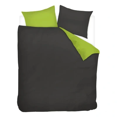 Afbeelding van Snoozing Two Tone Dekbedovertrek Tweepersoons 200x200/220 cm + 2 kussenslopen 60x70 Antraciet/Lime
