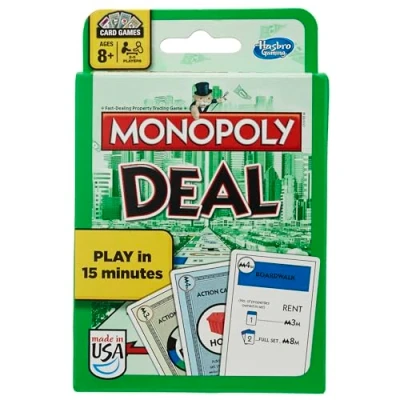 Afbeelding van Hasbro Gaming Monopoly Deal Card Game biedt kaartspel, B0965, wit, meerkleurig, 5 1/2 inch H