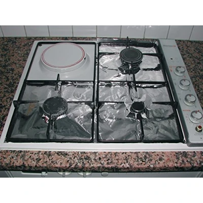 Image de Msv 110133 protège cuisinière aluminium argent 26 x 1 cm 16 pièces