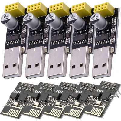 Afbeelding van AZDelivery 5 x ESP8266 ESP 01 met USB Adapter Wlan WiFi Module compatibel Arduino Inclusief E Book!