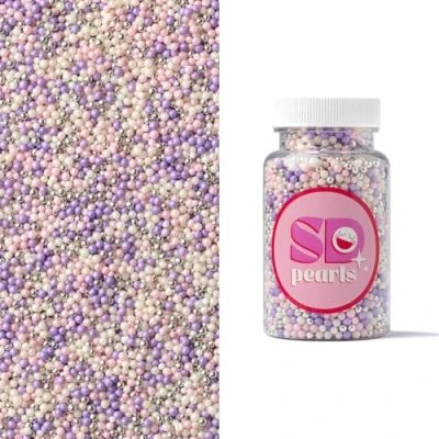 Afbeelding van SD Pearls Mélange de perles sucre, sucre comestibles, décoration gâteau, décoratives pour biscuits, gâteaux, cupcakes, beignets, dessert (violet, 100 g)