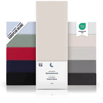 Afbeelding van Blumtal Hoeslaken Fitted Sheet Jersey Katoen 90 x 200 30 cm Lichtblauw