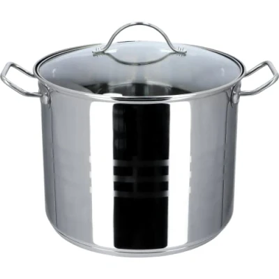Afbeelding van KADAX Hoge pan met deksel, soeppan van roestvrij staal, veelzijdig voor alle warmtebronnen, vleespan, groentepan (11 liter)