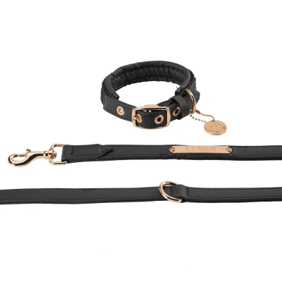 Image de Eskadron Collier &amp; Laisse Heritage Faux Leather Plait Noir