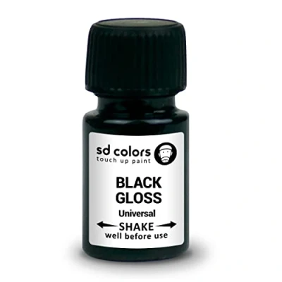 Afbeelding van SD COLORS Universele lakverf zwart glanzend 8 ml voor reparatie van steenslag krassen auto motorfiets fietsen lichtmetalen velgen