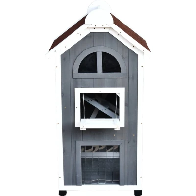 Afbeelding van PawHut Kattenhuis voor kattenbed of kattentoilet, kattenkast, kattenbak, vurenhout D30 233