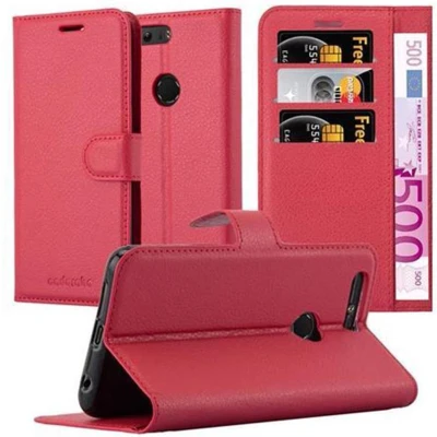 Afbeelding van Cadorabo Hoesje geschikt voor Honor 8 / PREMIUM in KARMIJN ROOD Beschermhoes met magnetische sluiting, standfunctie en kaartvakje Book Case Cover Etui