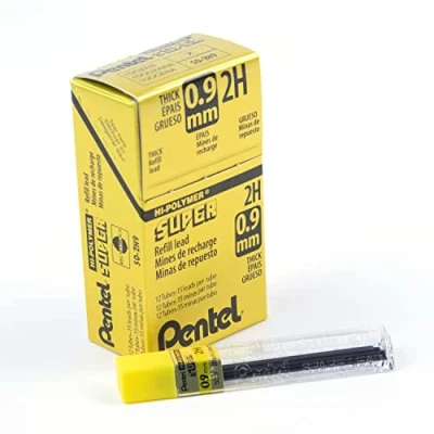 Afbeelding van Pentel 509 2H Set van 12 potloden met 15 vullingen 0,9 mm voor vulpotloden