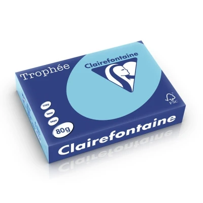 Image de Clairefontaine Trophée 107 micromètres bleu foncé A4 (210 x 297 mm) 80 g/m² 500 feuille(s) zéro plastique papier teinté