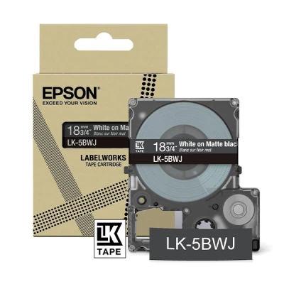 Image de Epson LabelWorks LK 5BWJ Blanc sur noir mat rouleau (1,8 cm x 8 m) 1 cassette(s) boîte de suspension cartouche bande pour LW C410, C610