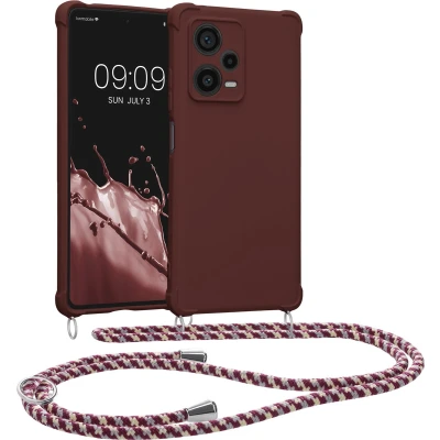 Afbeelding van kwmobile telefoonhoesjegeschikt voor Xiaomi Redmi Note 12 Pro+ 5G / Pro Plus Hoesje van siliconen met telefoonkoord In bordeaux violet