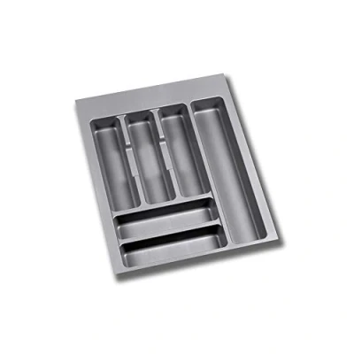 Afbeelding van Emuca Bestekorganizer, keukenlade organizer, bestekbak, 6 vakken, module 45 cm, kunststof, grijs