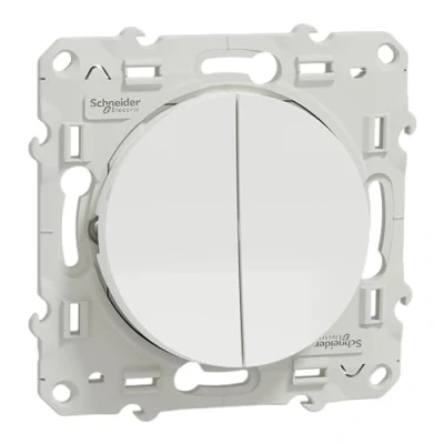 Afbeelding van Schneider Electric Odace, dubbele wisselschakelaar, wit S52A214