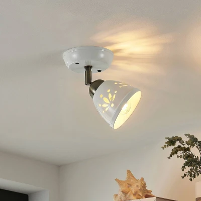 Afbeelding van Lindby buitenspot 1licht keramiek, ijzer H: 16 cm E14 wit, brons