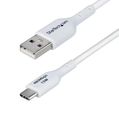 Image de StarTech.com 2m (6.6ft) White USB A to C Charging Cable/Cord, M/M Câble (M) pour 24 pin 2.0 3 2 m Charge et synchronisation, sans halogène, passif, Fast (15W) blanc
