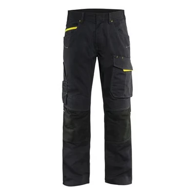 Image de Pantalon services stretch noir/jaune fluorescent