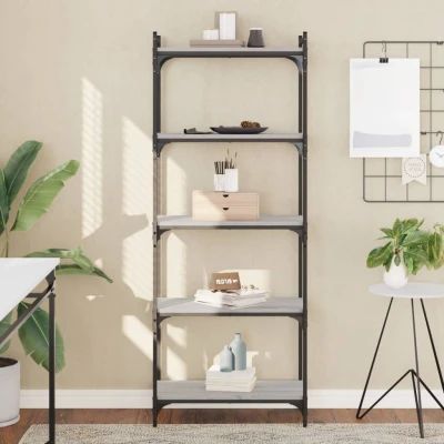 Afbeelding van Boekenkast 5 laags 60x30x154 cm bewerkt hout grijs sonoma