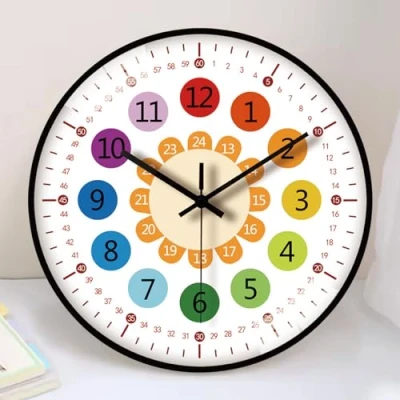 Afbeelding van wandklok voor kinderen zonder tikkend geluid: 30 cm kinderwandklok kinderkamer meisjes en jongens kinderkamer,