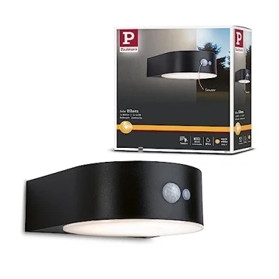 Afbeelding van Paulmann Eileen Wandlamp Solar zwart 300lm IP44 3000K bewegingsmelder