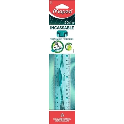 Afbeelding van Maped dubbele decimeter onbreekbaar liniaal 20 cm zacht robuuste met handvat soft touch antislip kleur: blauw